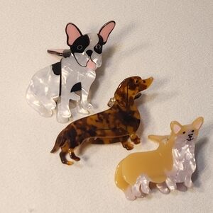 Piper K Dogs Hair Claw Clip Set of 3 Dachshund Corgi French Bulldog Large